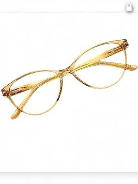 PRZENE Glittery Gold / Brown Blu-Light Blocking Readers Magnifies 4X